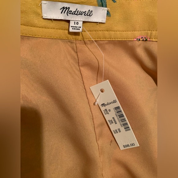 NWT Madewell 💯% Silk Yellow & Blue Floral Midi Skirt Side Slits with Buttons 10 - Picture 4 of 6